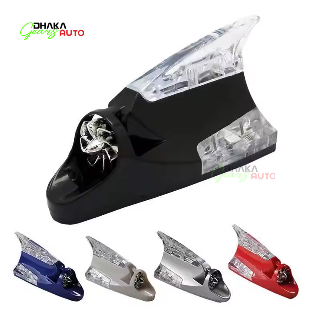 Car Shark Fin Antenna with Wind Power LED Light – Modern Design for Better Signal