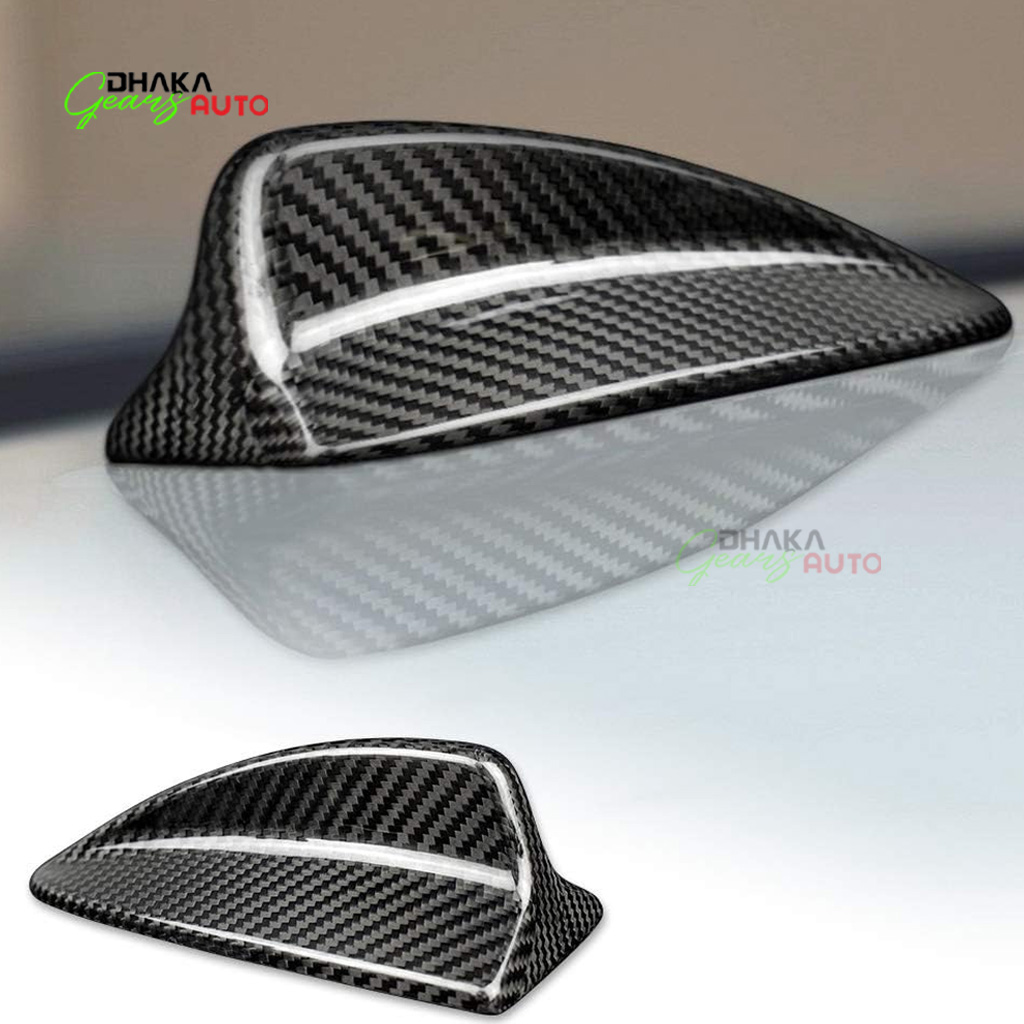 Carbon Fiber Car Shark Fin Antenna Cover Radio Signal Black (7.6'')