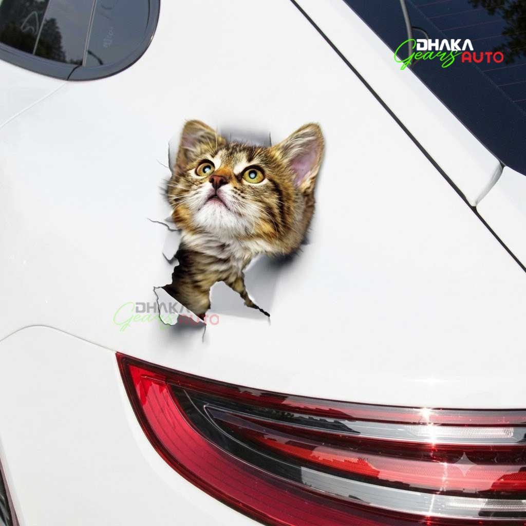 Car 3D Sticker Cute Cat 3D Waterproof Sticker Install For White Type Car