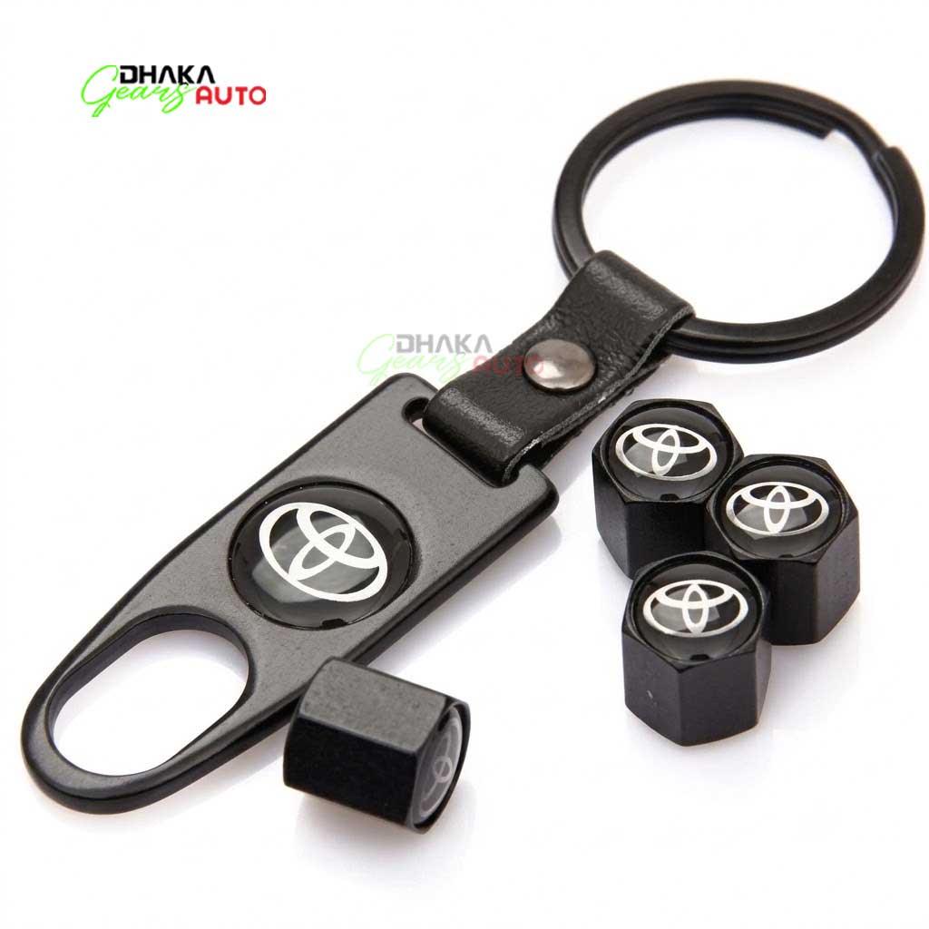 Car TRD Wheel Tire Valve Caps and keyring 4ps caps