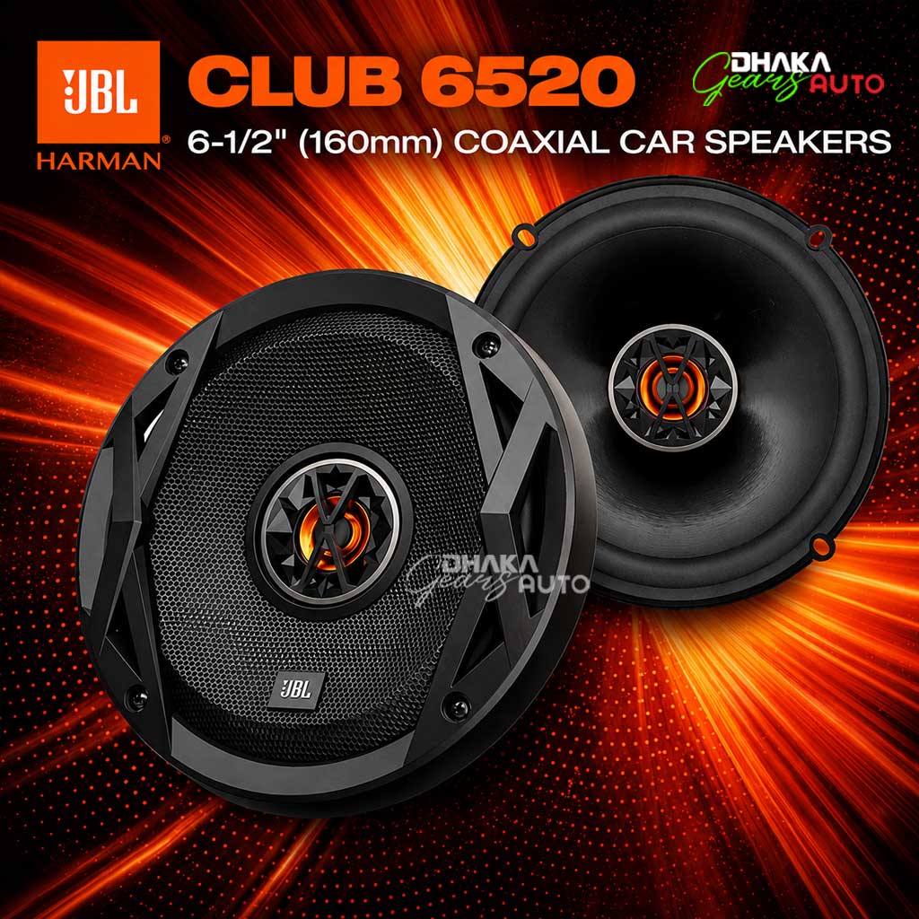 JBL Club 6520 6.5" Coaxial Car Speakers – 150W Peak, 50W RMS, Premium JBL Sound